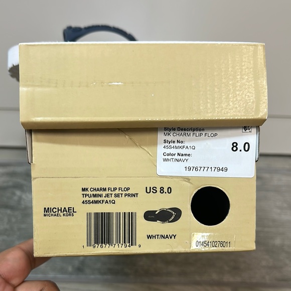 Michael Kors White and Navy  Flip Flops - Picture 3 of 5